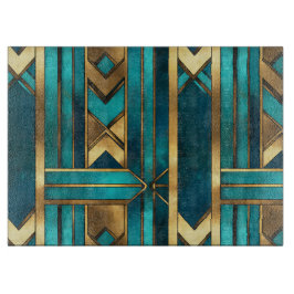 Art Deco geometrische pijlen, goud en turquoise Snijplank