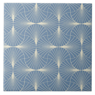 Art Deco Geometrische scallop Ventilatoren in Grij Tegeltje