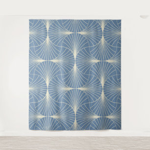 Art Deco geometrische schelpwaaiers in grijsblauw Wandkleed