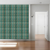 Art Deco Geometrische Tegel in Blauwgroen en Goud Tegeltje