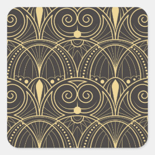 Art Deco geometrische Tegels luxe. Vierkante Sticker