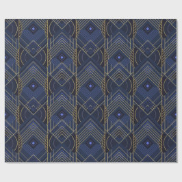 Art Deco geometrische uplift - Blauw Cadeaupapier