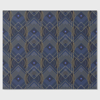 Art Deco geometrische uplift - Blauw Cadeaupapier