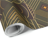 Art Deco geometrische uplift - bosgroen en retro Cadeaupapier (Rol Hoek)