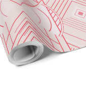 Art Deco geometrische uplift - helder pastelroze Cadeaupapier (Rol Hoek)