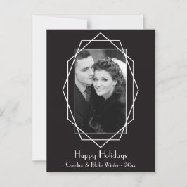 Art Deco Geometrische Vakantie Fotomagneet Zwart Magnetische Uitnodiging