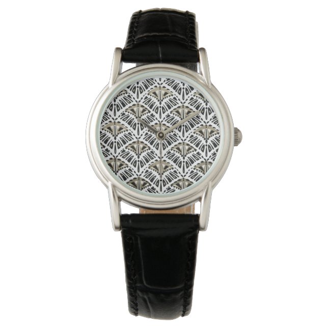 Art Deco geometrische waaier horloge (Voorkant)