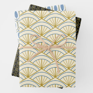 Art Deco geometrische wikkelpapierset Inpakpapier Vel