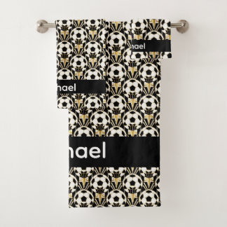Art Deco gepersonaliseerde voetbal Bad Handdoek