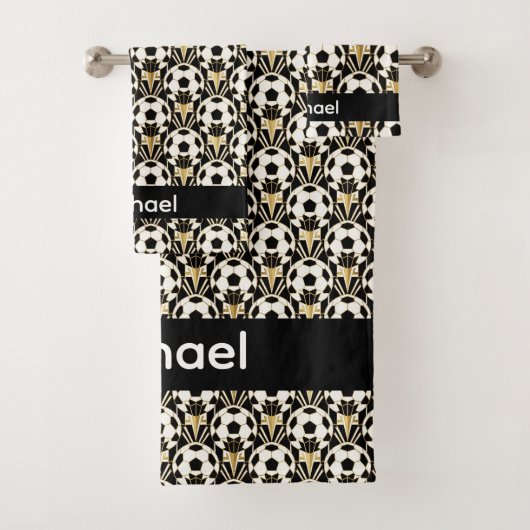 Art Deco gepersonaliseerde voetbal Bad Handdoek (Insitu)