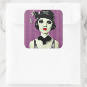 Art Deco-geschilderd lamphoofd Vierkante Sticker (Tas)