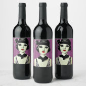 Art Deco-geschilderd lamphoofd Wijn Etiket (Flessen)