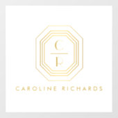 Art Deco Gestapeld monogram Logo goud/wit Raamsticker (Vel)