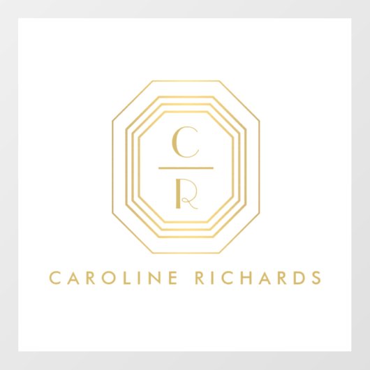 Art Deco Gestapeld Monogram Logo Goud/Wit Raamsticker (Vel)