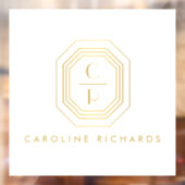 Art Deco Gestapeld Monogram Logo Goud/Wit Raamsticker (Vel 2)