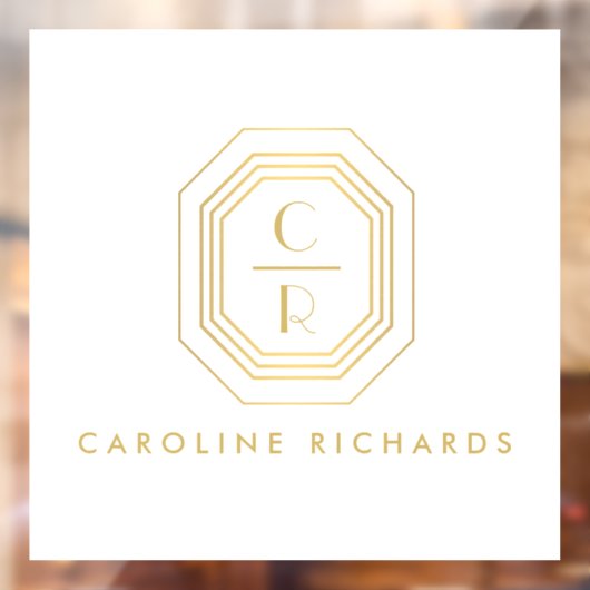 Art Deco Gestapeld monogram Logo goud/wit Raamsticker (Vel 2)