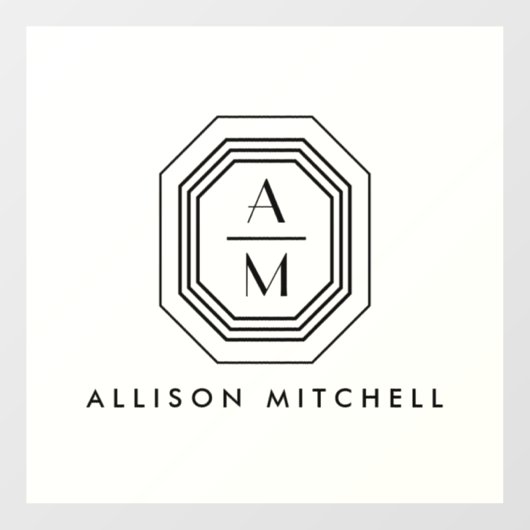 Art Deco Gestapeld Monogram Logo op Ivoor Raamsticker (Vel)