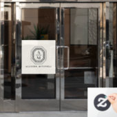Art Deco Gestapeld Monogram Logo op Ivoor Raamsticker (Kantoordeur)