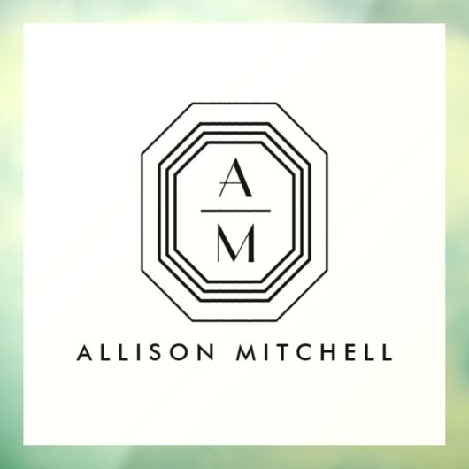 Art Deco Gestapeld Monogram Logo op Ivoor Raamsticker (Vel 3)