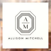 Art Deco Gestapeld Monogram Logo op Ivoor Raamsticker (Vel 2)