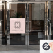 Art Deco Gestapeld Monogram Logo op Roze Raamsticker (Kantoordeur)
