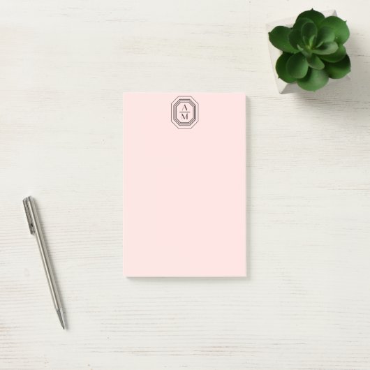 Art Deco Gestapelde monogram Logo op roze Post-it® Notes (Kantoor)