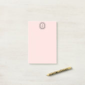 Art Deco Gestapelde monogram Logo op roze Post-it® Notes (Op bureau)
