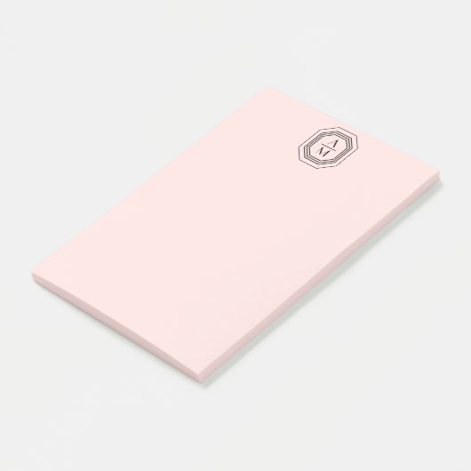 Art Deco Gestapelde monogram Logo op roze Post-it® Notes (Schuin)