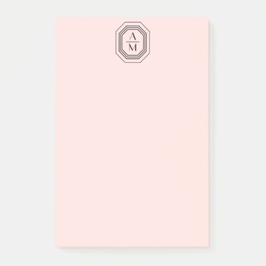 Art Deco Gestapelde monogram Logo op roze Post-it® Notes (Voorkant)