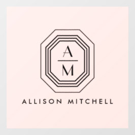 Art Deco Gestapelde monogram Logo op roze Raamsticker