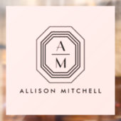 Art Deco Gestapelde monogram Logo op roze Raamsticker (Vel 2)