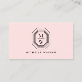 Art Deco Gestapelde monogram Logo op roze Visitekaartje