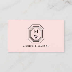 Art Deco Gestapelde monogram Logo op roze Visitekaartje