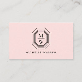Art Deco Gestapelde monogram Logo op roze Visitekaartje