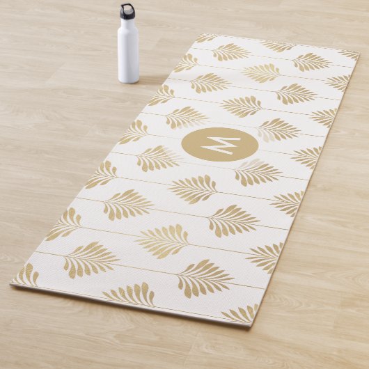 Art-Deco gestileerd bladpatroon Yogamat (In situ)