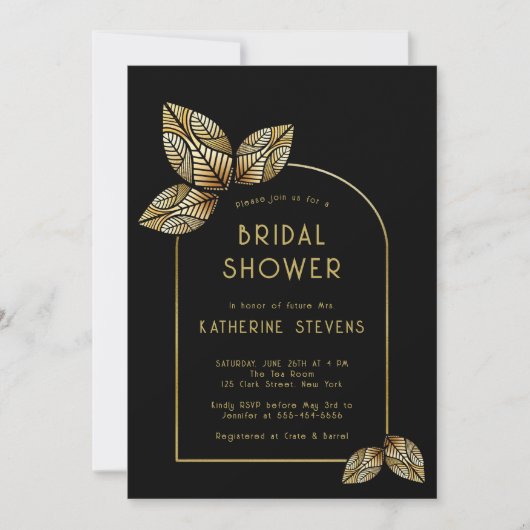 Art Deco gestileerde bladeren Boho Lijst Vrijgezel Kaart (Voorkant)