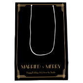 Art Deco Getrouwd En Prettig Kerst Geschenktassen Medium Cadeauzakje (Achterkant)