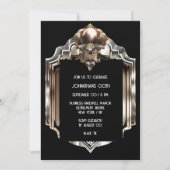 Art deco geweldige gatsby zwart roos gouden metall kaart (Voorkant)