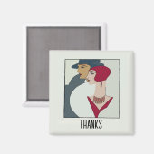 Art Deco Gezichten, tekst toevoegen Magneet (Voorkant / Achterkant)