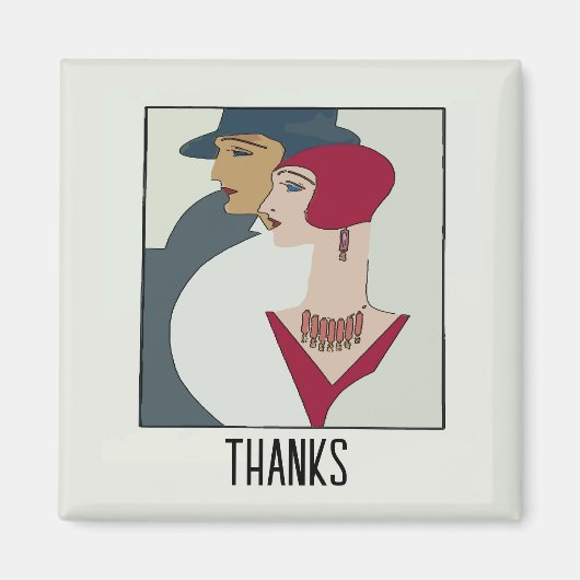 Art Deco Gezichten, tekst toevoegen Magneet (Voorkant)