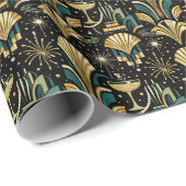 Art Deco Gilded Skyline New Year Pattern Cadeaupapier (Rol Hoek)