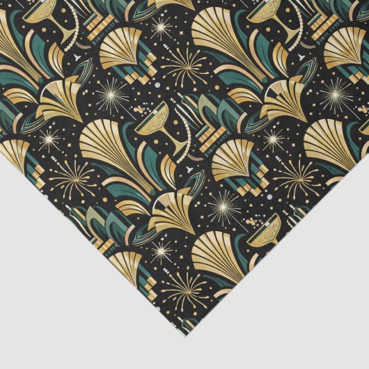 Art Deco Gilded Skyline New Year Pattern Tissuepapier (Detail)