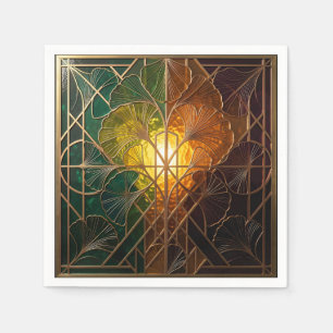 Art Deco Ginkgo-blad Glas-in-lood Ontwerp Servet