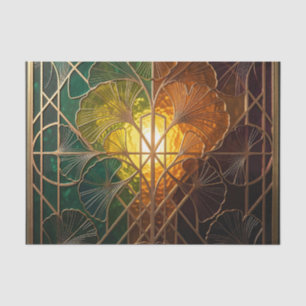 Art Deco Ginkgo-blad Glas-in-lood Ontwerp Tissuepapier