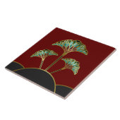 Art Deco Ginkgo laat decoratieve tegel Tegeltje (Zijkant)