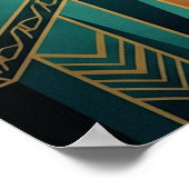 Art Deco Ginkgo Tree Ocean Cliff Gold Teal Poster (Hoek)