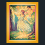 Art Deco "Girl & Cupid at Waterfall"-Poster Poster<br><div class="desc">,  1929,  Art Deco Print,  Girl & Cupid at Waterfall in levendige kleuren van gele,  groene,  roze en blauwe afdrukken van Chiostri.</div>