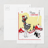 Art Deco Girl en Scotty Dog Feestdagenkaart (Voorkant / Achterkant)