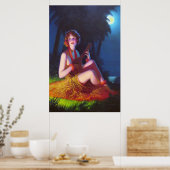 Art Deco Girl in Moonlight met Banjo Poster (Keuken)