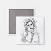 Art Deco Girl Magneet (Voorkant / Achterkant)